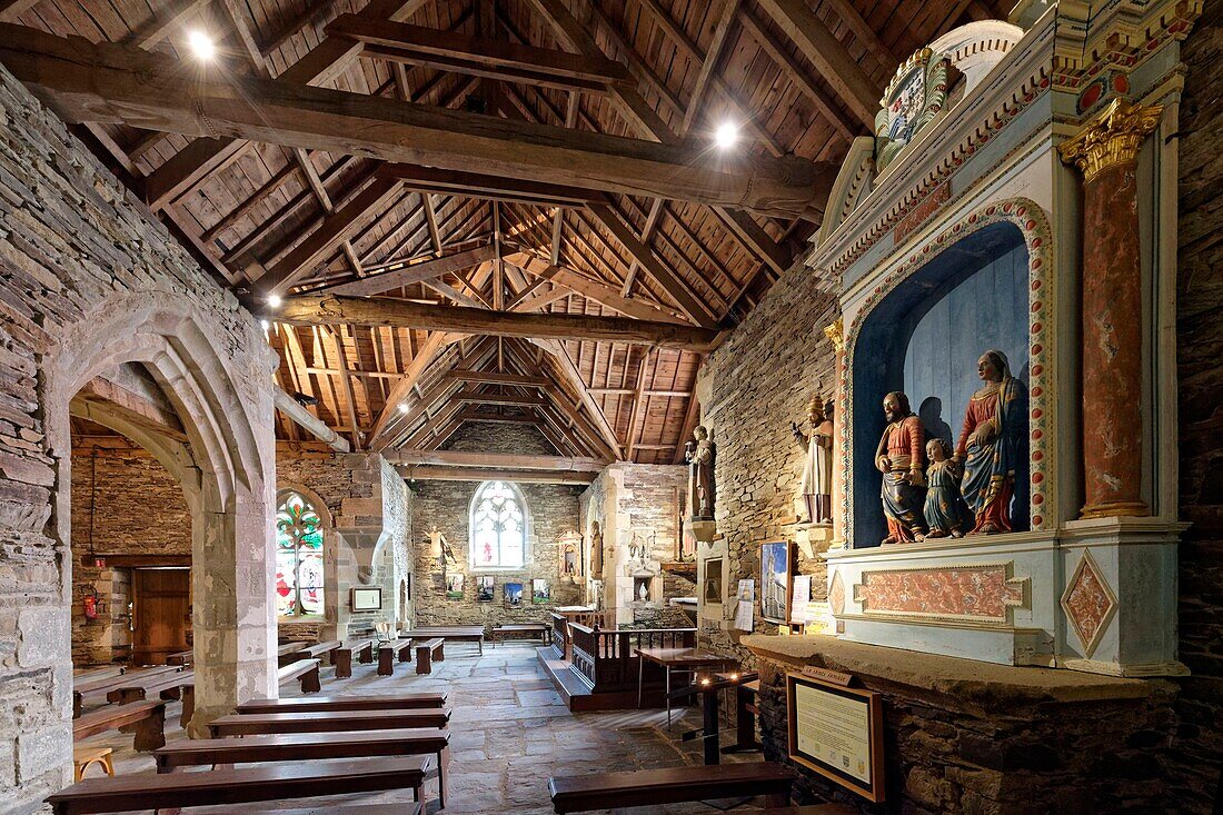 Frankreich, Finistere, Chateauneuf du Faou, Moustoir-Kapelle, das Altarbild der Heiligen Familie