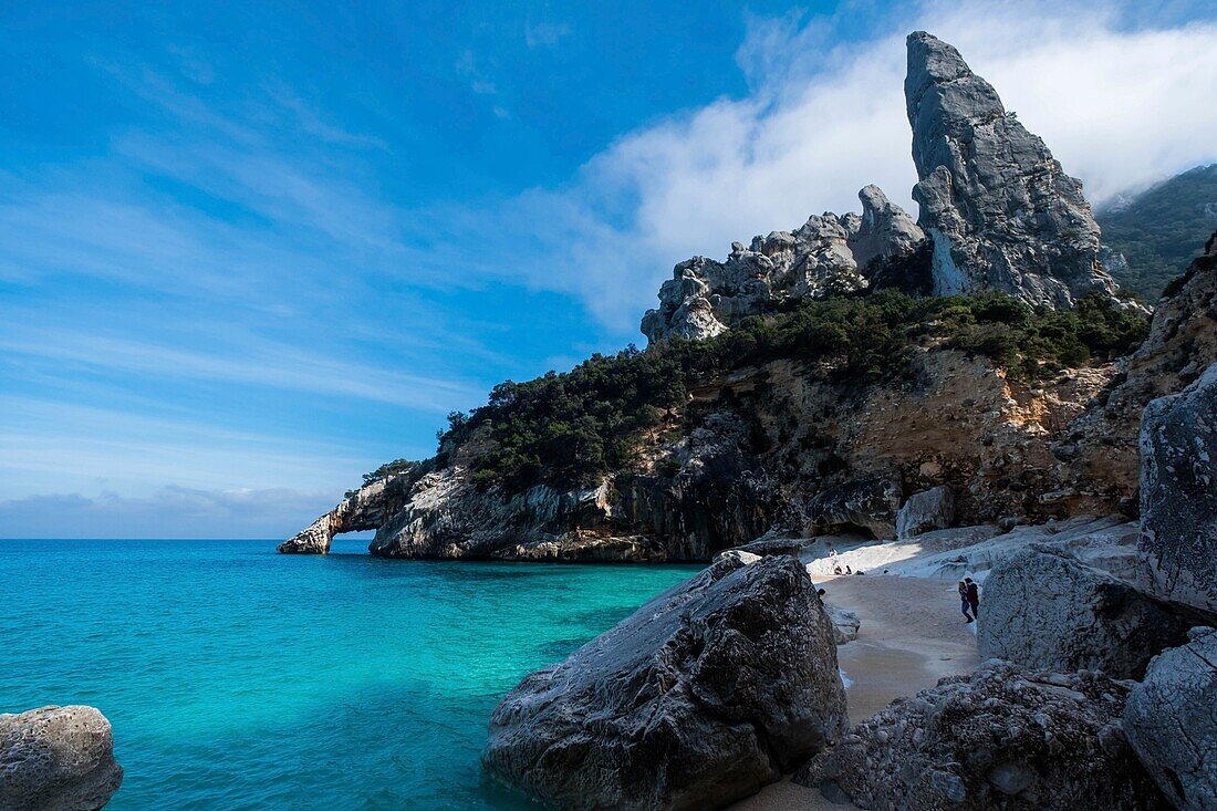 Italy, Sardinia, Baunei, Orosei Gulf, trek towards Cala Goloridze, Goloridze monolith