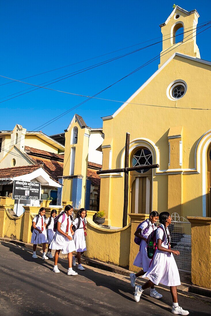 Sri Lanka, Southern province, Matara, Matara Fort, school girls