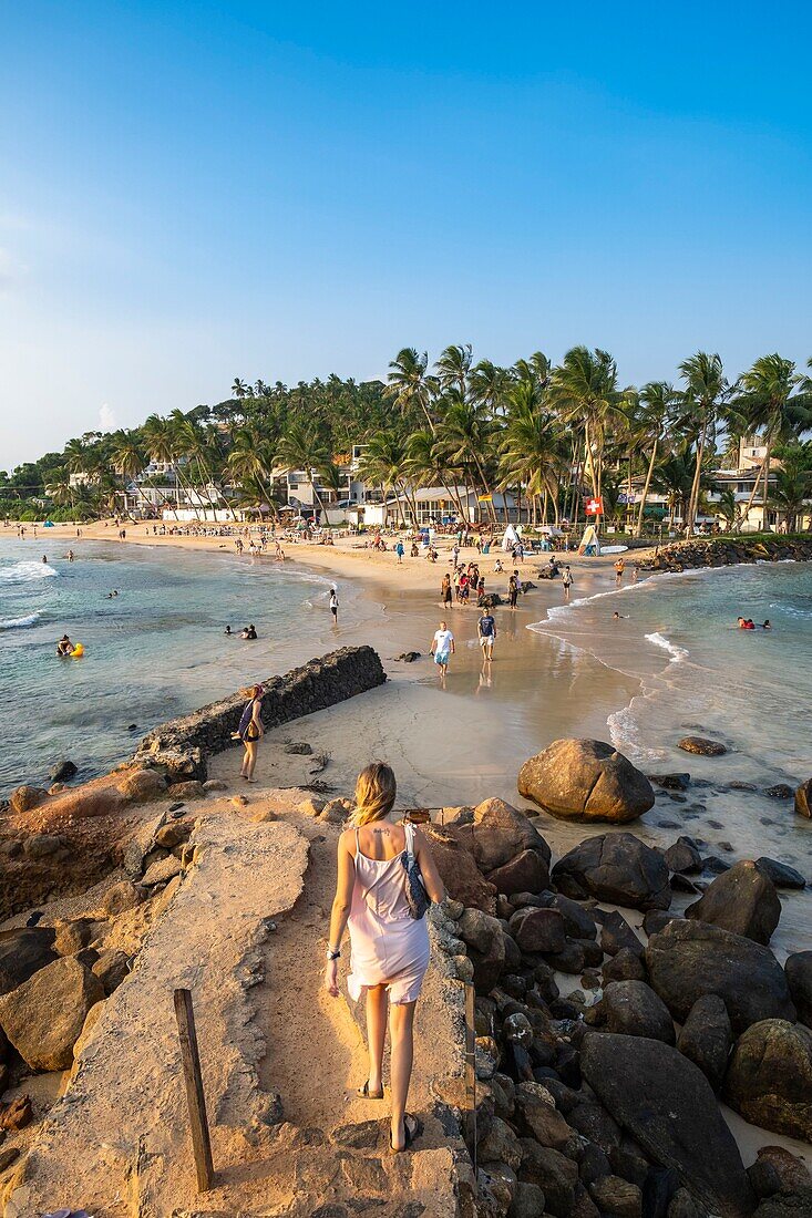 Sri Lanka, Southern province, Mirissa, Mirissa beach seen from the Parrot Rock