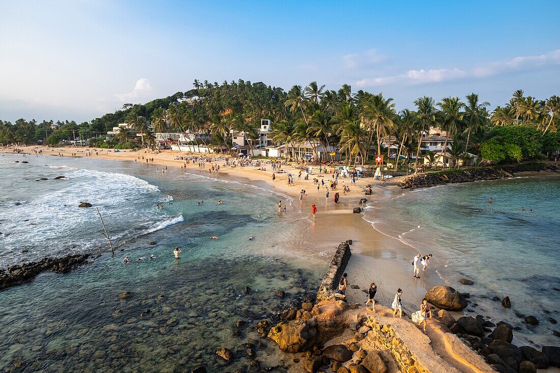 Sri Lanka, Southern province, Mirissa, Mirissa beach seen from the Parrot Rock