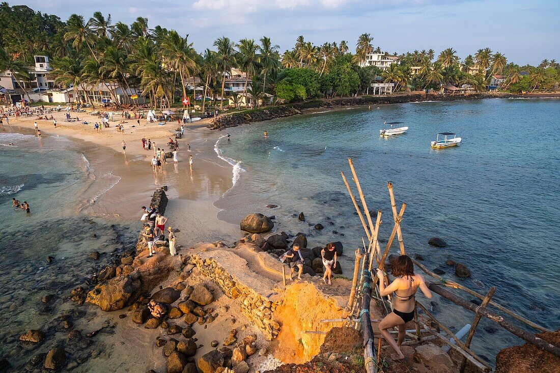 Sri Lanka, Southern province, Mirissa, Mirissa beach seen from the Parrot Rock