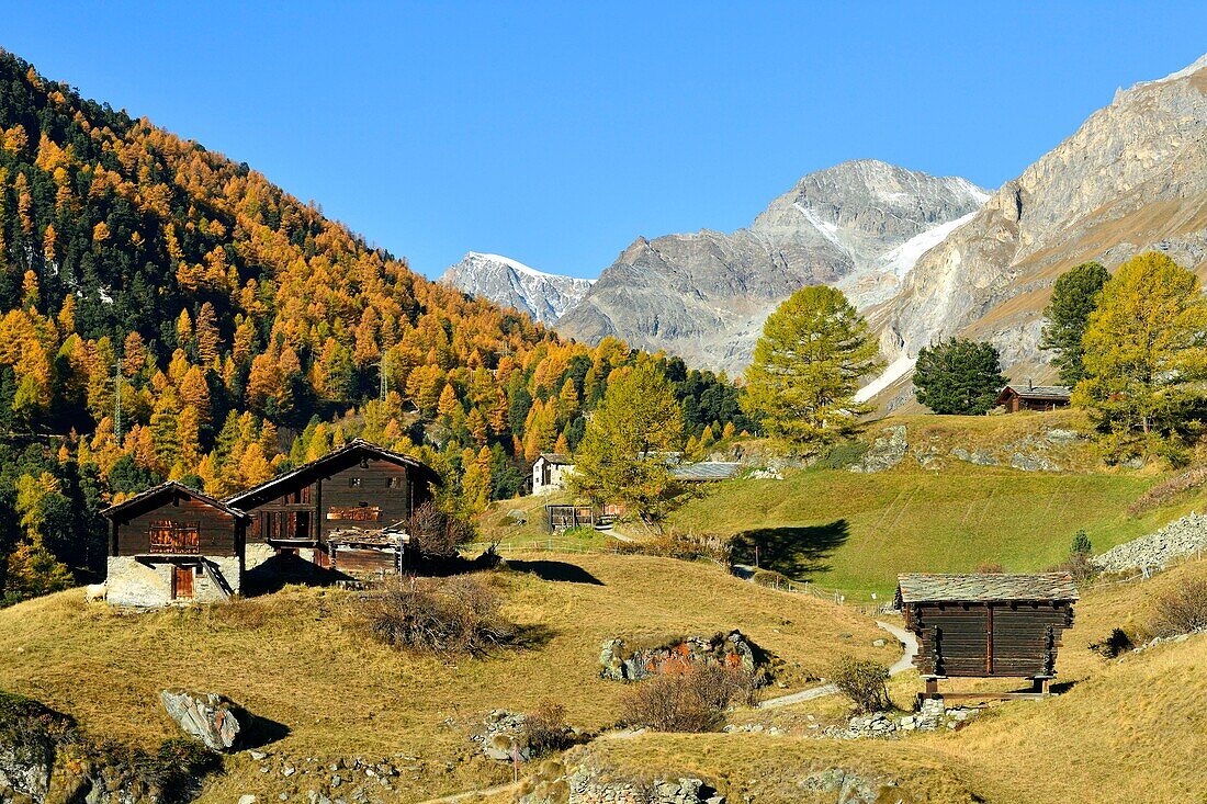 Switzerland, canton of Valais, Zermatt, hamlet Zmutt at the foot of the Matterhorn