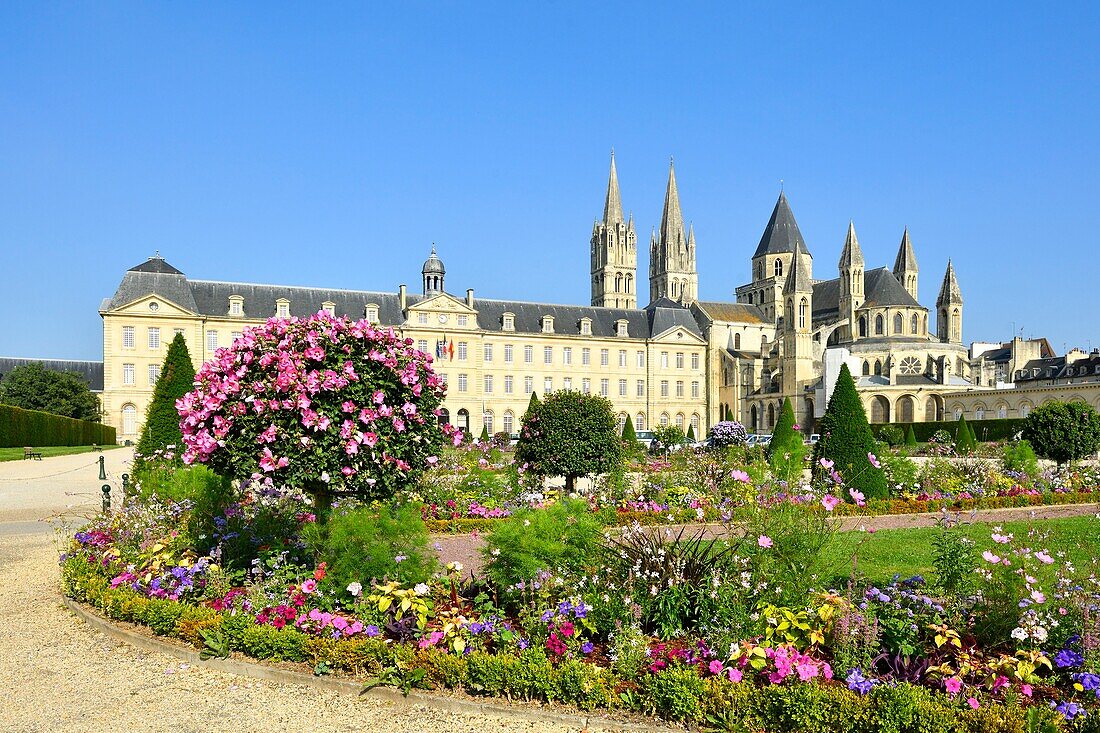 France, Calvados, Caen, the city hall in the Abbaye aux Hommes (Men Abbey) and Saint Etienne abbey church