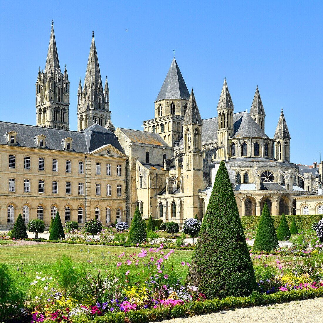 France, Calvados, Caen, the city hall in the Abbaye aux Hommes (Men Abbey) and Saint Etienne abbey church