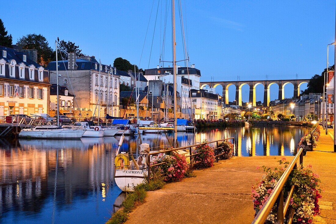 France, Finistere, Morlaix, The Harbour and the viaduct