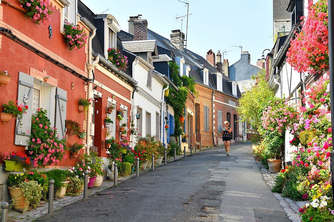 Frankreich, Somme, Baie de Somme, Saint Valery sur Somme, Mündung der Somme-Bucht, Seemanns- und Fischerviertel Courtgain, Rue des Pilotes