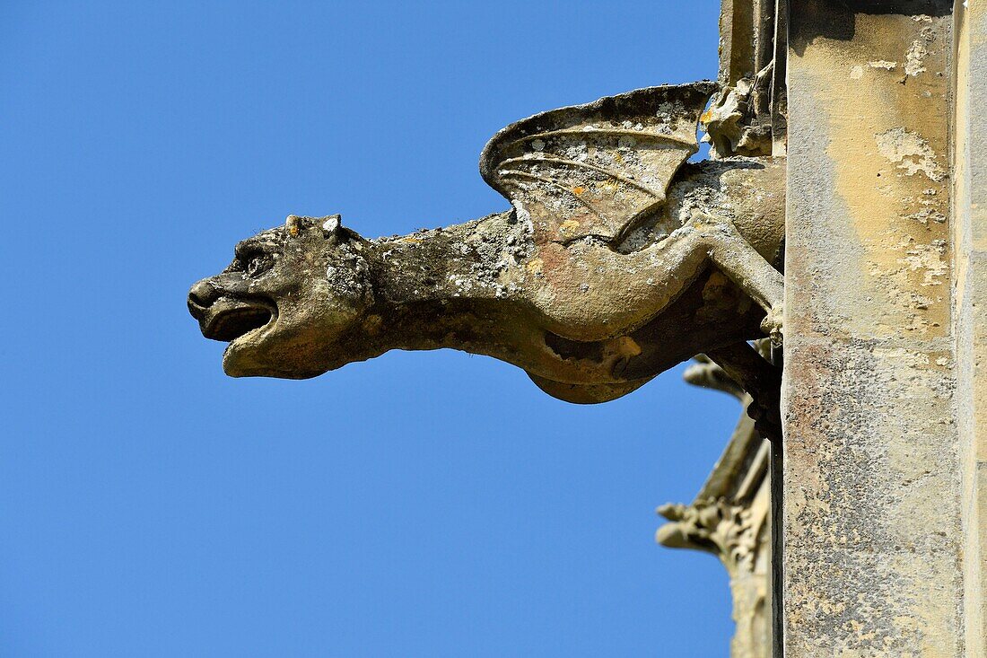 France, Somme, Baie de Somme, Saint Valery sur Somme, mouth of the Somme Bay, Saint Martin church dated 16th century built with a ornamental tiling of flint and cut stone in the shape of a draughtboard