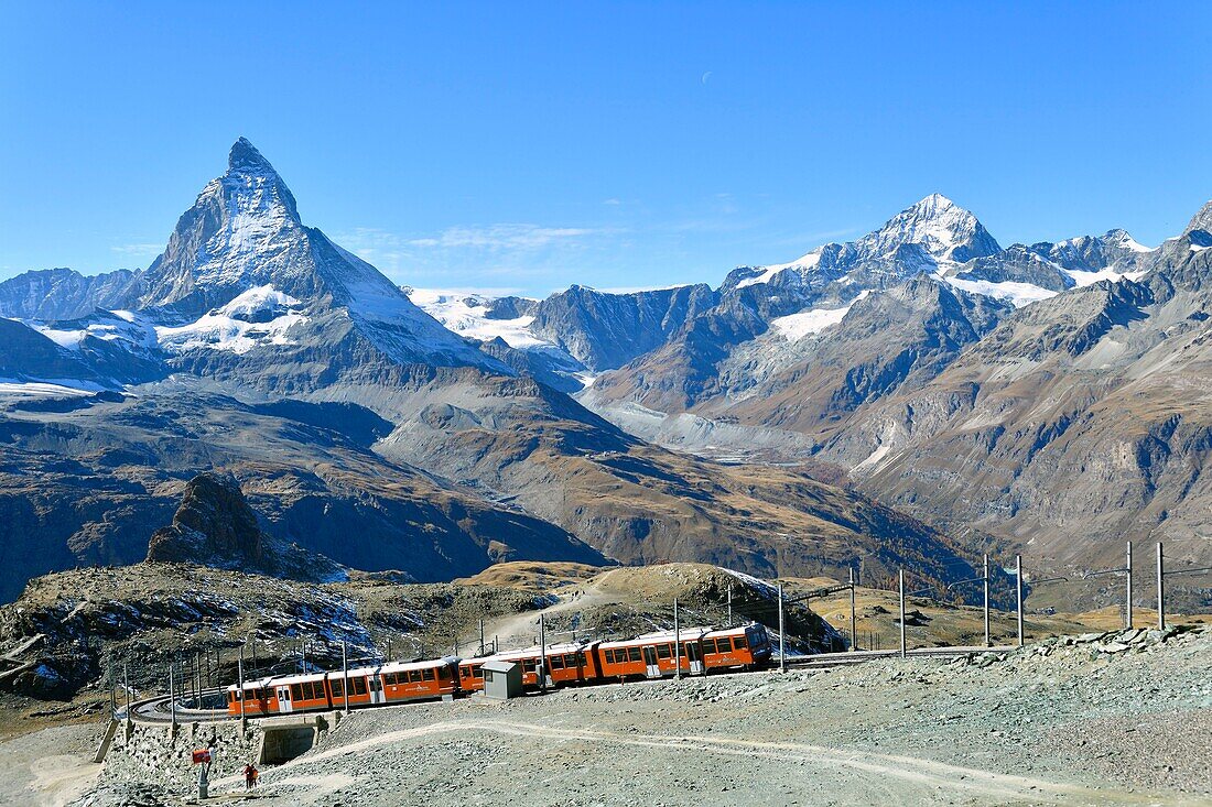 Switzerland, canton of Valais, Zermatt, train to Gornergrat (3100 m), point of view on the Matterhorn (4478 m)