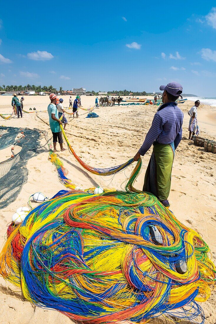 Sri Lanka, Eastern province, Pottuvil, Arugam bay, back from fishing on Pottuvil beach