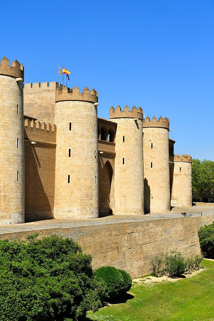 Spanien, Region Aragonien, Provinz Zaragoza, Zaragoza, der Palacio de la Aljaferia, das Parlament von Aragonien, von der UNESCO zum Weltkulturerbe erklärt