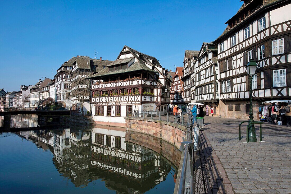 Frankreich, Bas Rhin, Straßburg, Altstadt, die von der UNESCO zum Welterbe erklärt wurde, das Viertel Petite France mit Fachwerkhaus