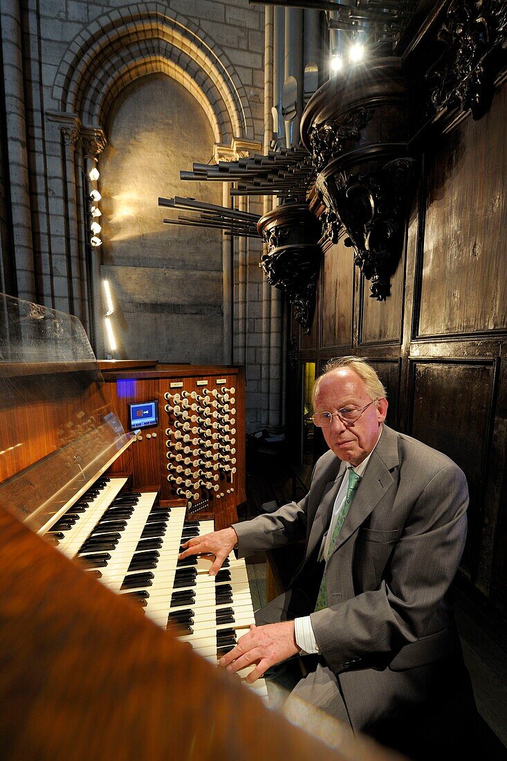 France, Paris, area listed as World Heritage by UNESCO, ile de la Cite, Notre-Dame Cathedral, Philippe Lefebvre one of the organists