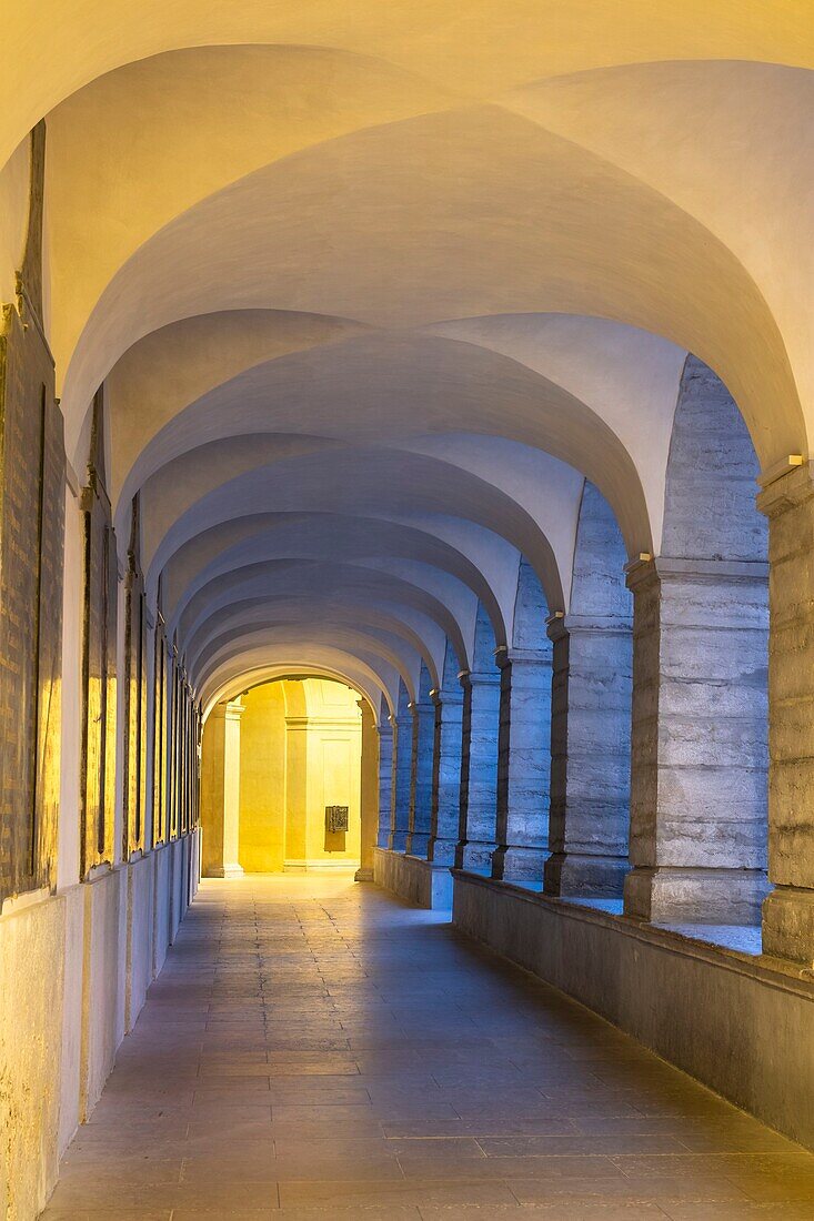 France, Rhone, Lyon, la Presqu'île, historic centre classified as a UNESCO World Heritage site, Grand Hotel-Dieu, the cloister