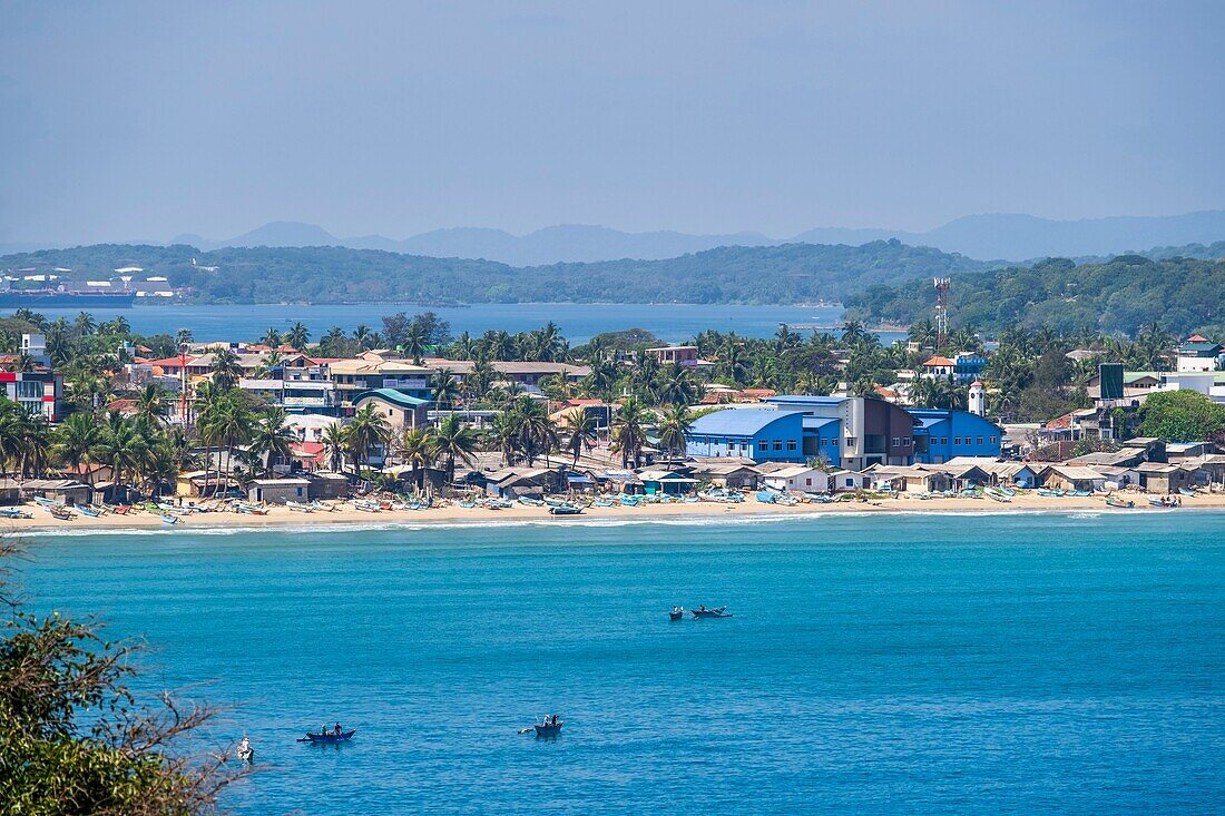 Sri Lanka, Eastern province, Trincomalee (or Trinquemalay), panoramic view over the bay from Swami Rock promontory