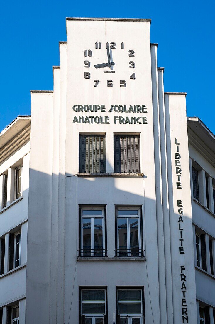 France, Rhone, Villeurbanne, Gratte-Ciel district, Anatole France street, Anatole France elementary school