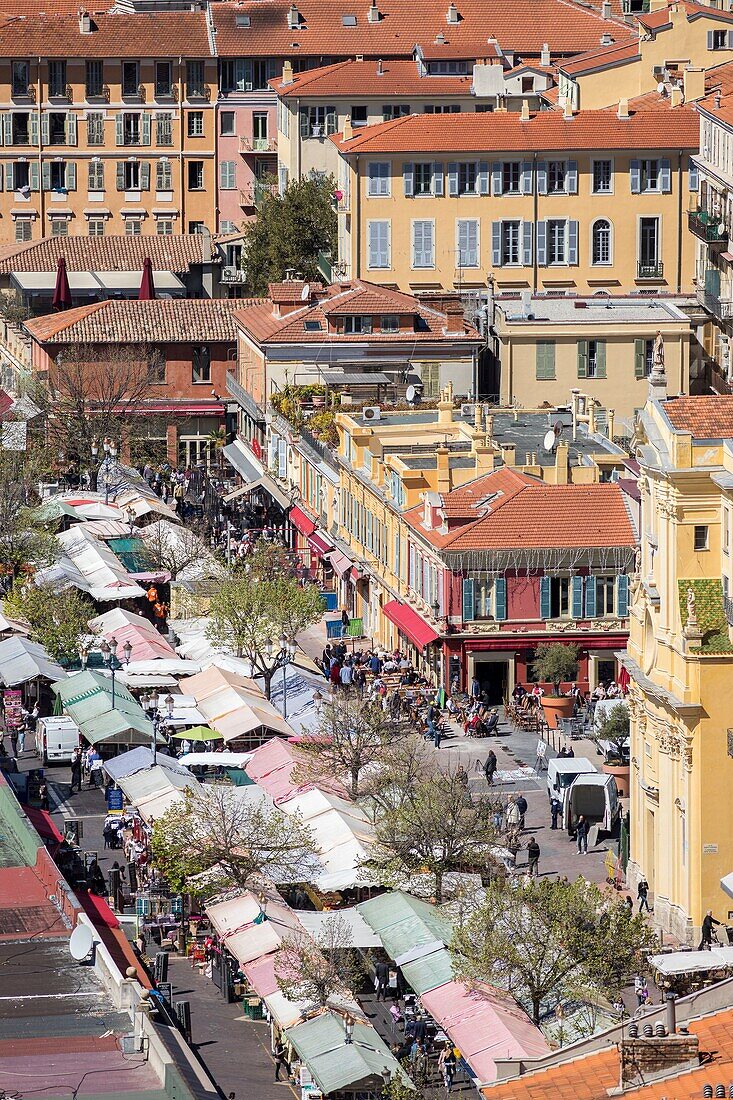 Frankreich, Alpes Maritimes, Nizza, von der UNESCO zum Weltkulturerbe erklärt, Altstadt von Nizza, Marktstände des Cours Saleya