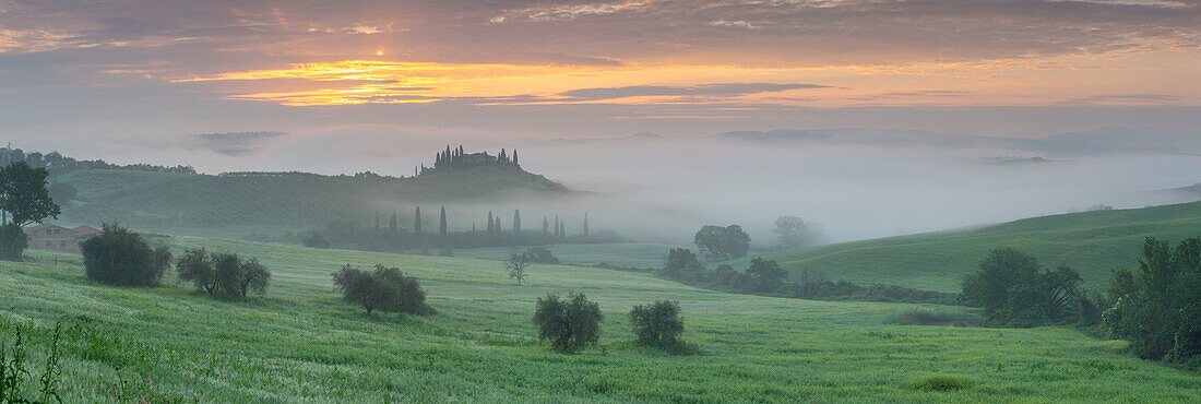 Italien, Toskana, Bezirk Siena, Orcia-Tal, von der UNESCO zum Weltkulturerbe erklärt, Podere Belvedere bei San Quirico d'Orcia