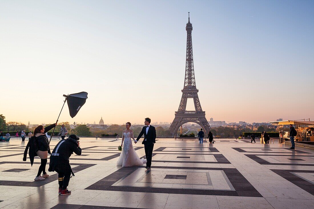 Frankreich, Paris, von der UNESCO zum Weltkulturerbe erklärtes Gebiet, Place du Trocadero und Eiffelturm