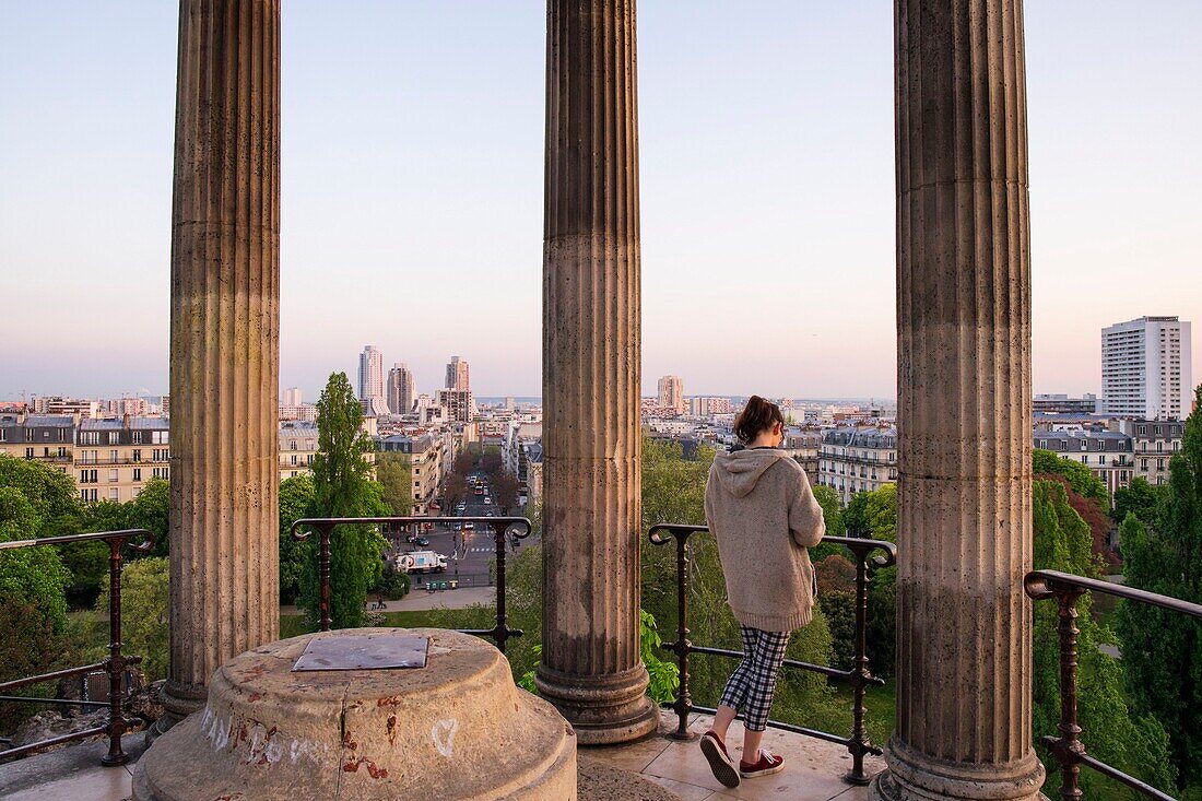 Frankreich, Paris, der Park der Buttes de Chaumont, Blick vom Belvedere oder Sybillentempel