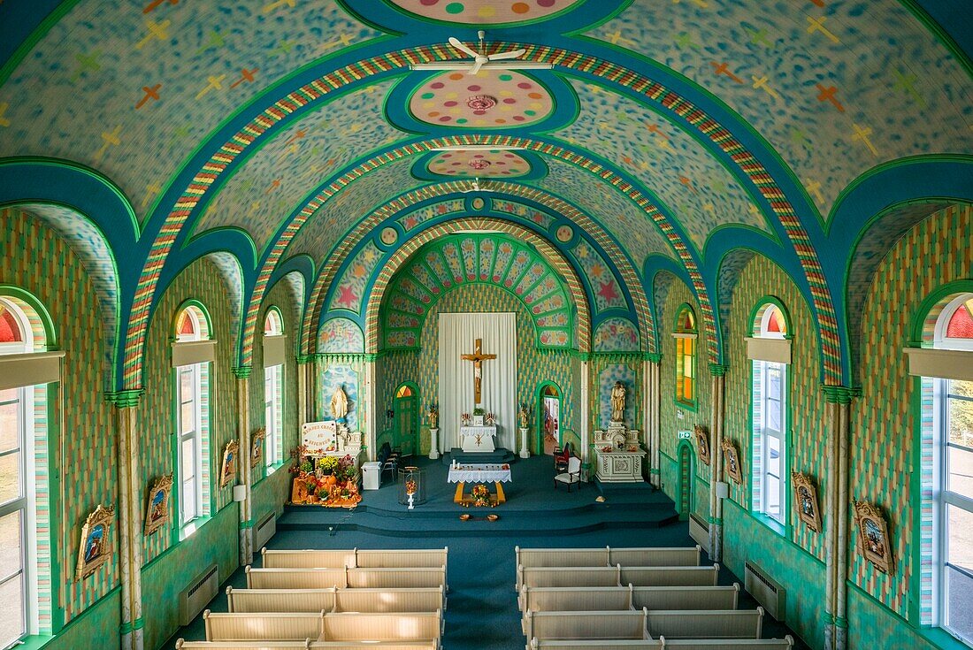 Canada, New Brunswick, Acadian Peninsula, Sainte-Cecile, Eglise Petite-Riviere-de-l'ile, The Candy Church, interior