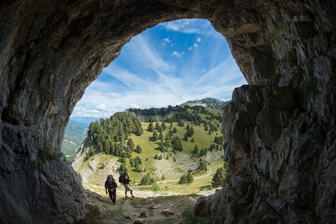 France, Isere, Massif du Vercors, Trieves, Regional Natural Park, hiking in the footsteps of the Aiguille, the cave of the resistants and the Tete of the Baumiers