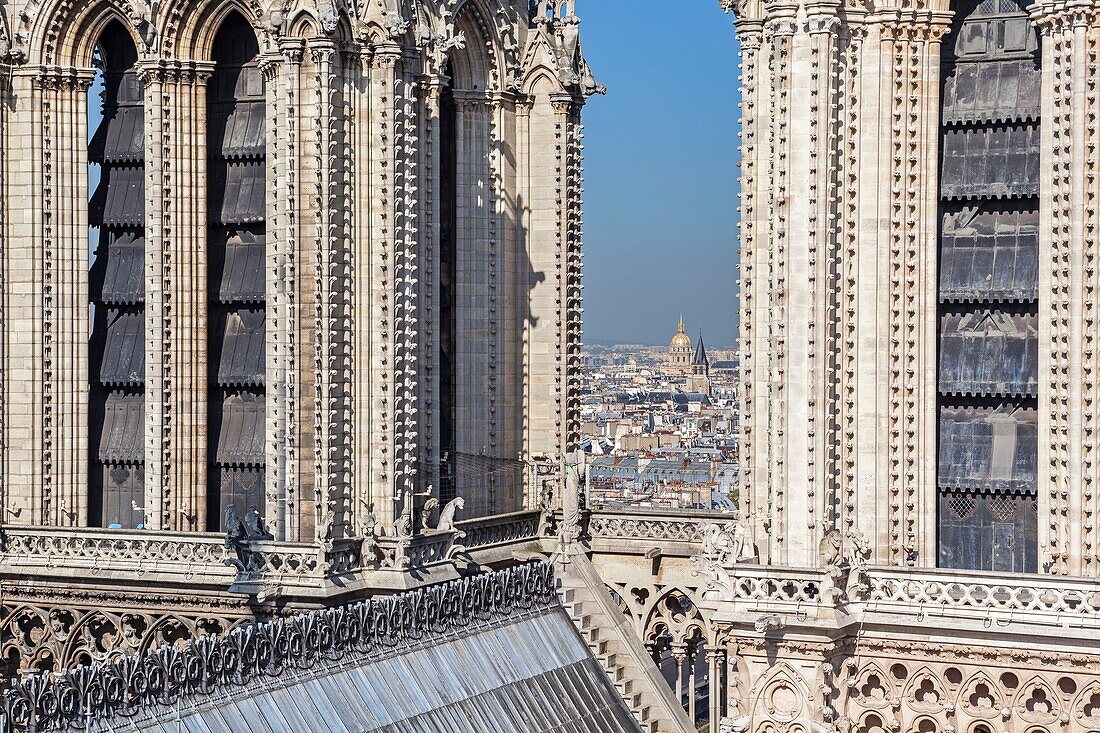 Frankreich, Paris, Weltkulturerbe der UNESCO, die Glockentürme der Kathedrale Notre-Dame auf der Stadtinsel