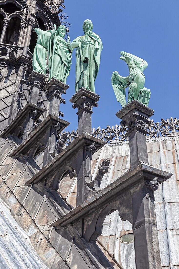 Frankreich, Paris, Weltkulturerbe der UNESCO, Kathedrale Notre-Dame auf der Stadtinsel, Apostelstatuen