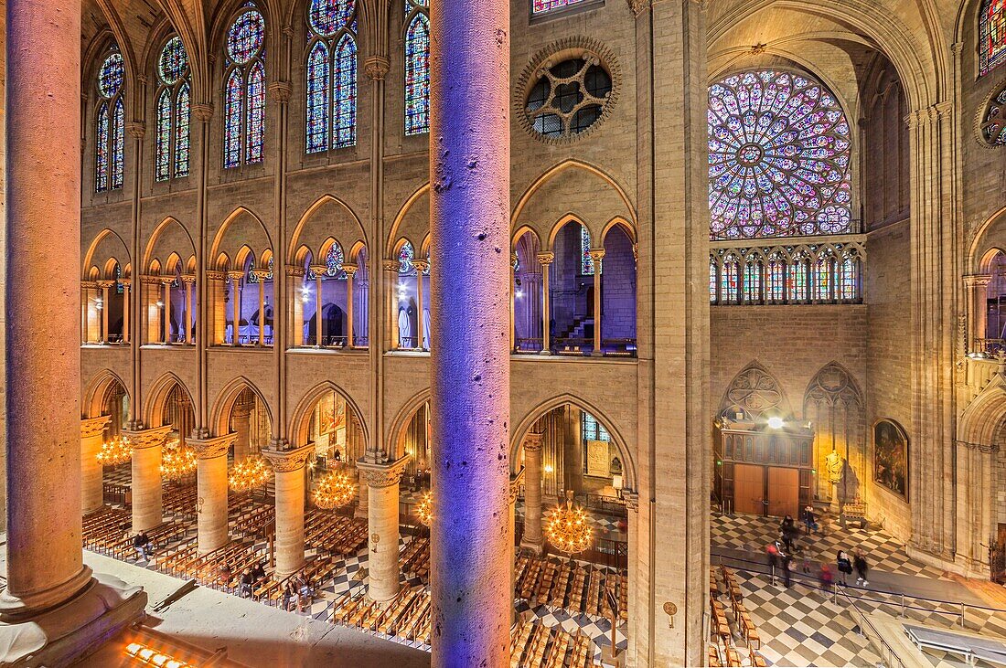 Frankreich, Paris, Weltkulturerbe der UNESCO, Stadtinsel, das Kirchenschiff der Kathedrale Notre-Dame