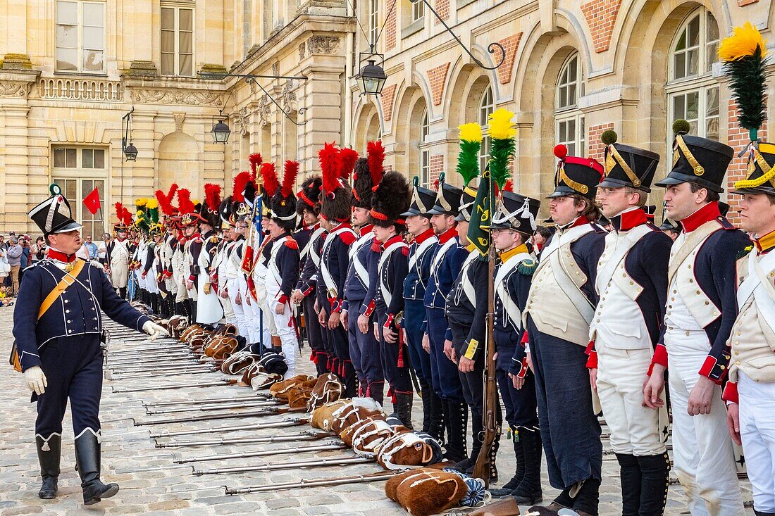 France, Seine et Marne, castle of Fontainebleau, historical reconstruction of the stay of Napoleon 1st and Josephine in 1809