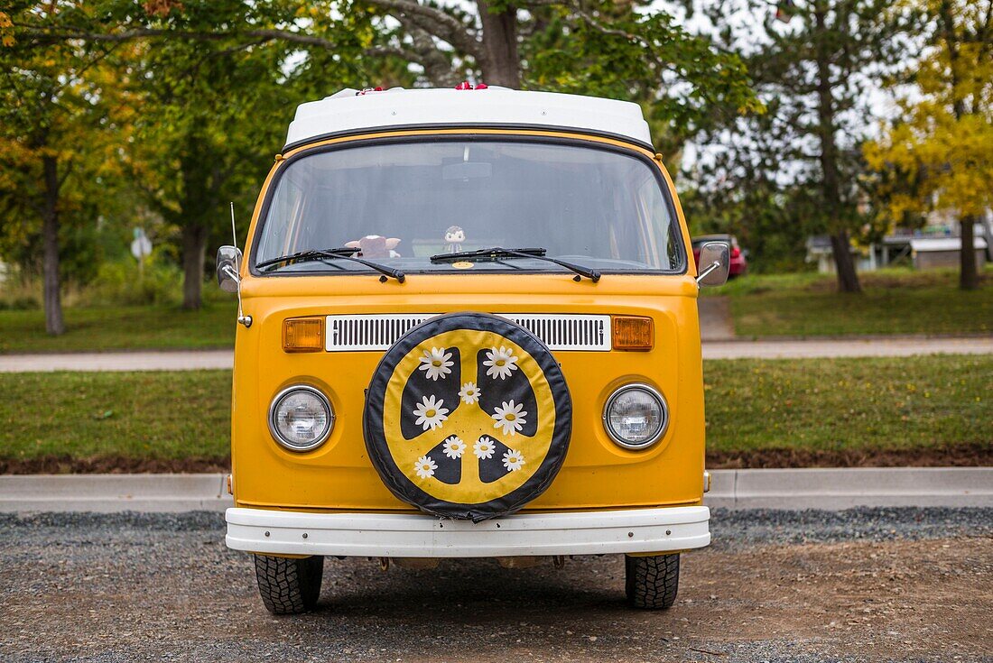 Canada, Nova Scotia, Baddeck, 1970s-era VW van