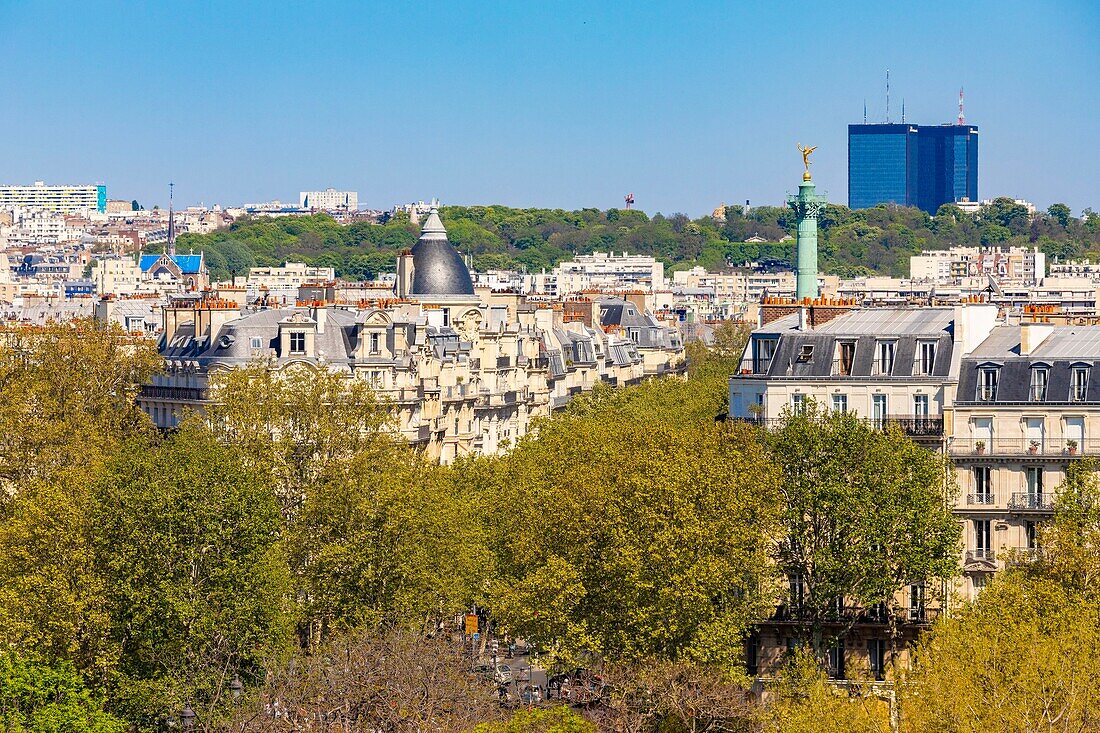 Frankreich, Paris, die Säule der Bastille und die Türme des Mercurial