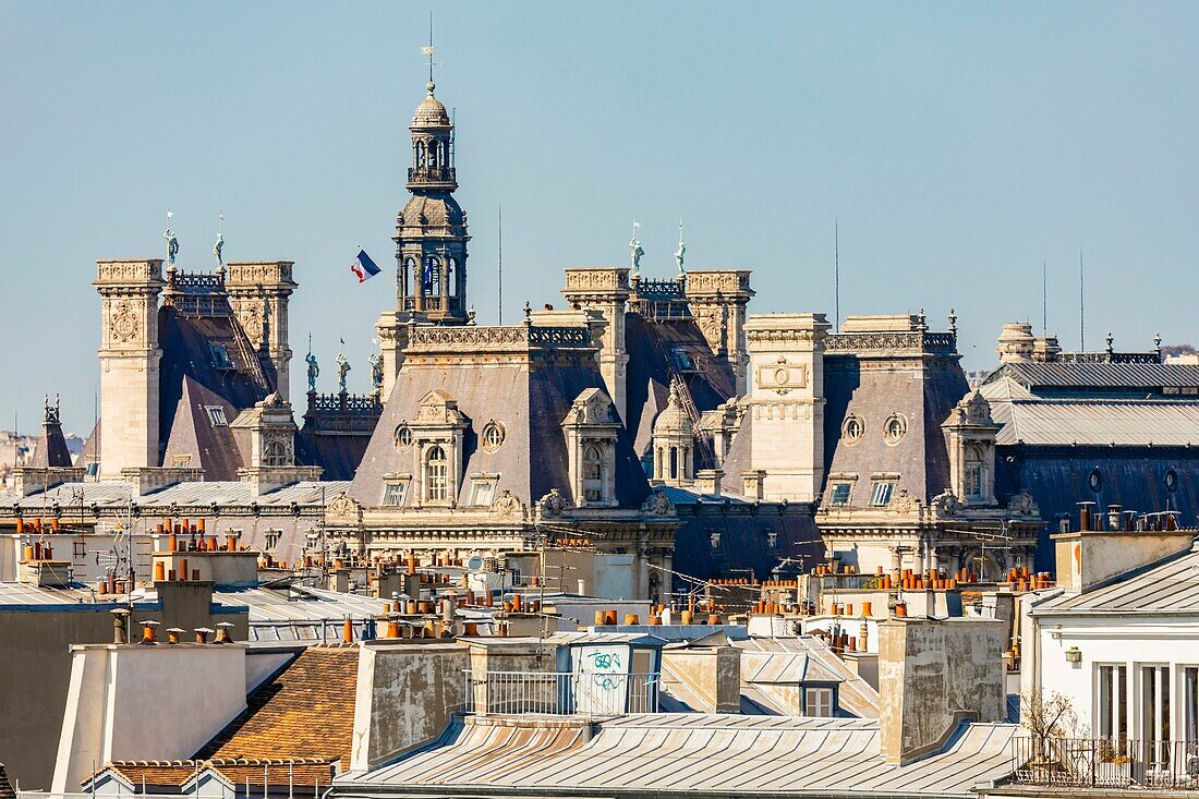France, Paris, the roof of the Hôtel de Ville