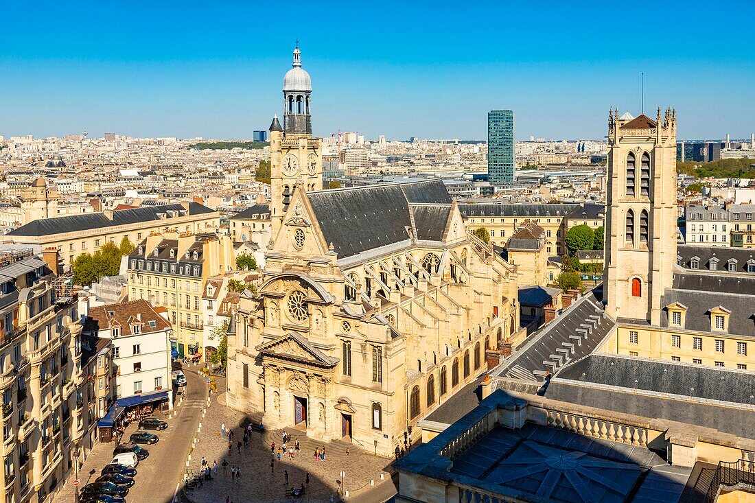 France, Paris, Sainte Genevieve mountain district, Saint Etienne du Mont church and Henri IV high school