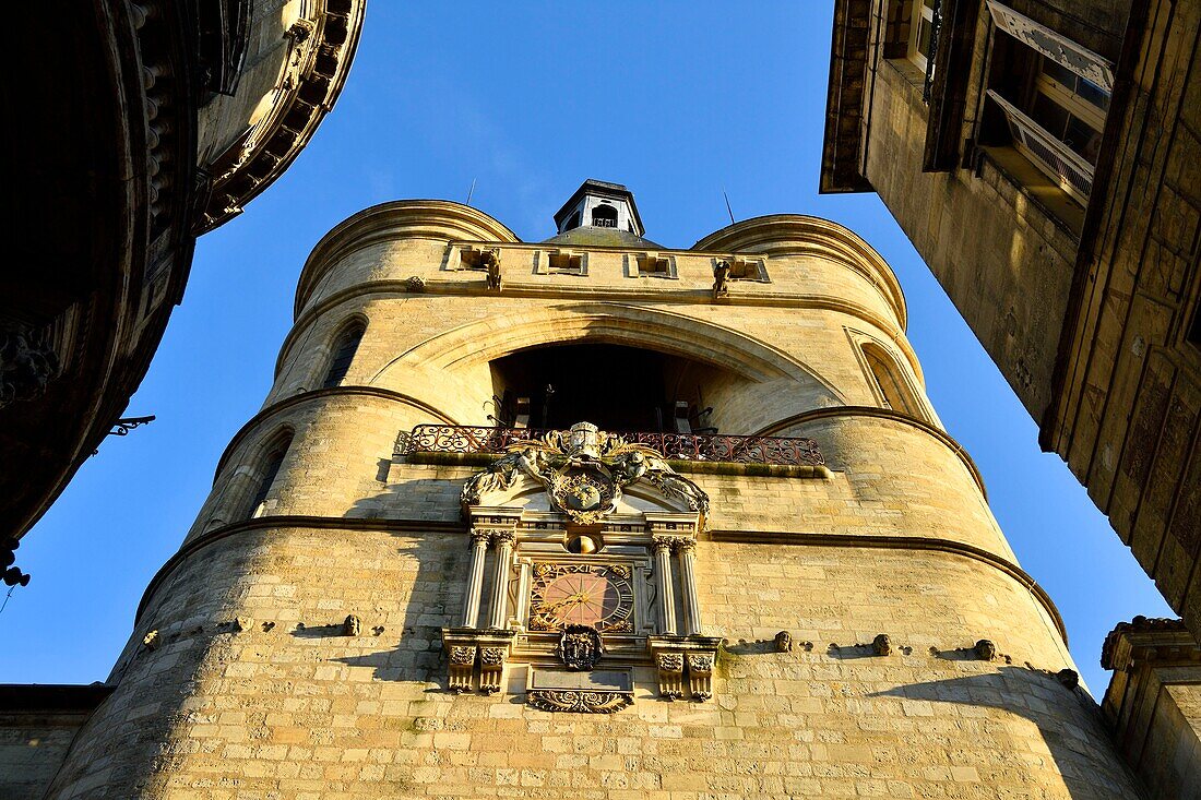 France, Gironde, Bordeaux, district a World Heritage Site by UNESCO, district of Saint Peter, 15th century Gothic Cailhau gate