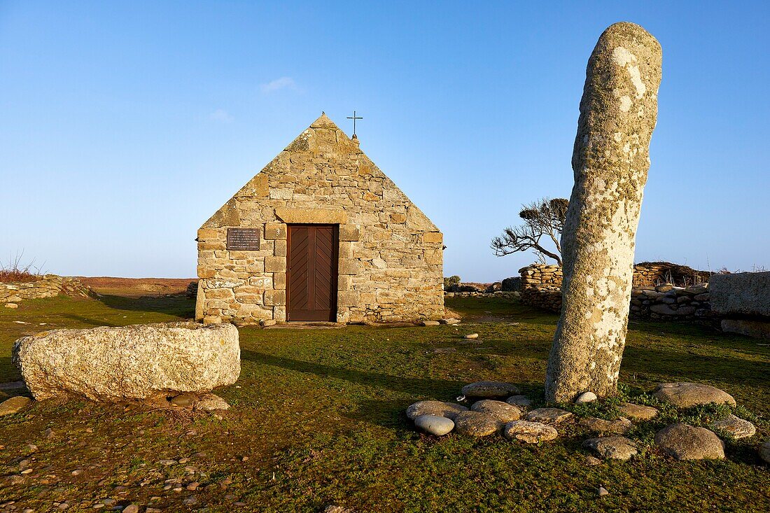 France, Finistere, Iroise Sea, Iles du Ponant, Parc Naturel Regional d'Armorique (Armorica Regional Natural Park), Ile de Sein, labelled Les Plus Beaux de France (The Most Beautiful Village of France), the Saint Corentin Chapel