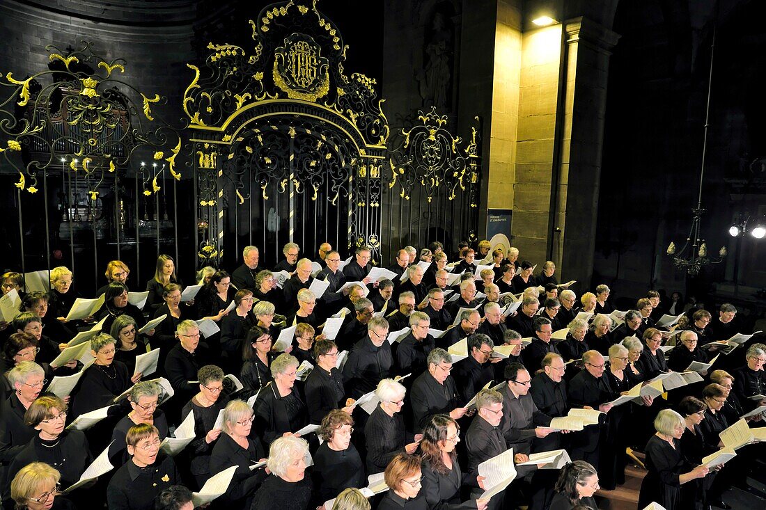 France, Territoire de Belfort, Belfort, Place d Armes, Saint Christophe cathedral, choir dated 1864, concert, choir