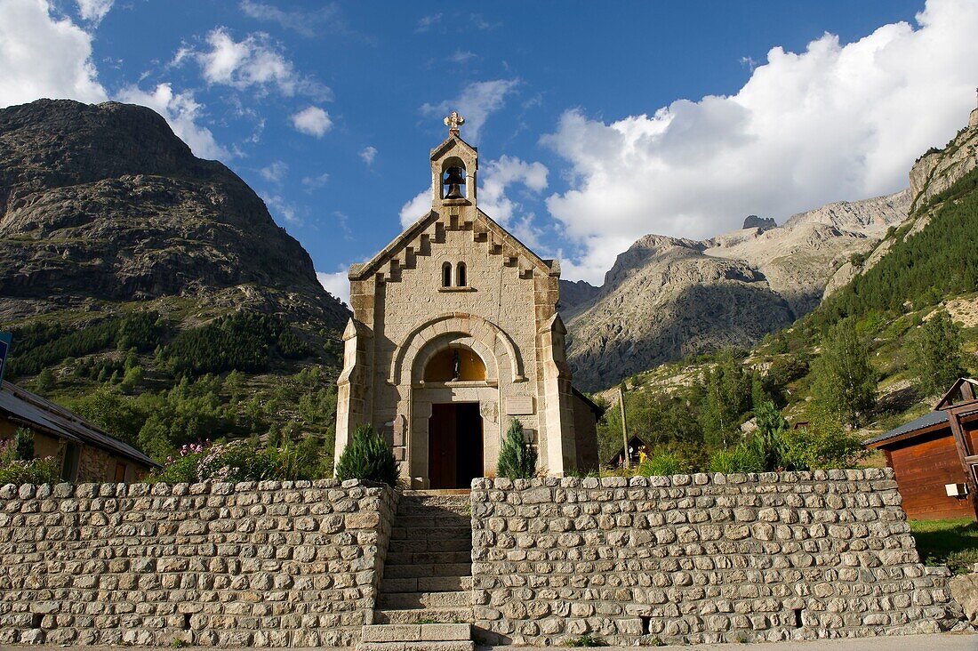 France, Isere, massif of Oisans, National Park of Ecrins, in the hamlet of Berarde, the chapel