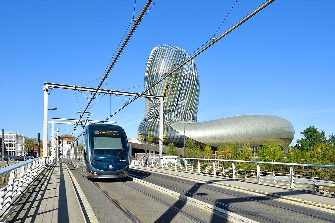 Frankreich, Gironde, Bordeaux, von der UNESCO zum Weltkulturerbe erklärtes Gebiet, die Stadt des Weins, entworfen von den Architekten des Büros XTU und dem englischen Bühnenbildbüro Casson Mann Limited