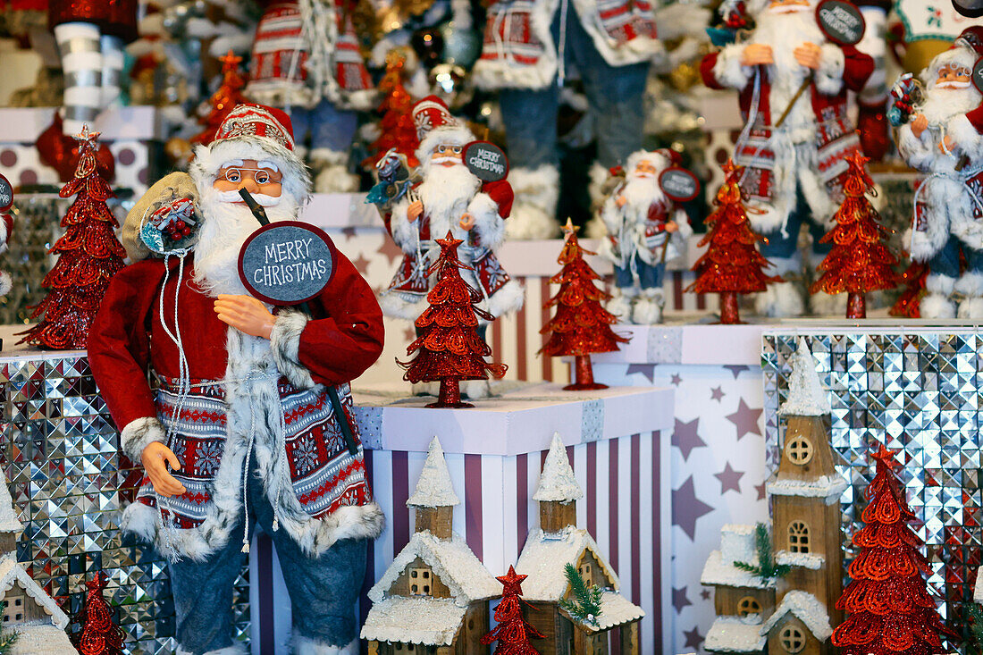 Santa Claus and Christmas decorations, Ho Chi Minh City, Vietnam, Indochina, Southeast Asia, Asia