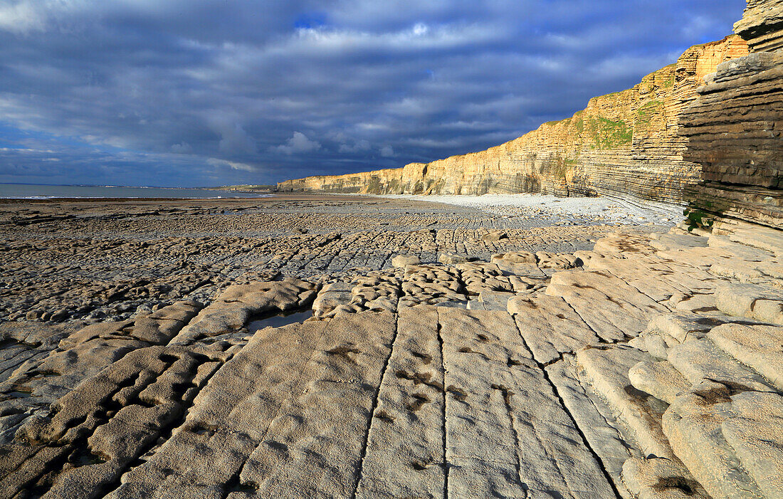 Cliffs at Nash Point, Glamorgan Heritage Coast, South Wales, United Kingdom, Europe