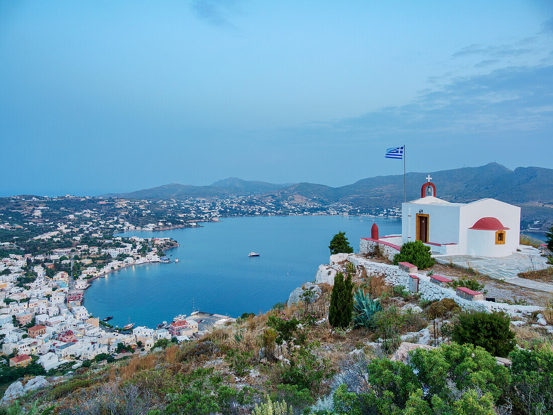 Church of Prophet Elias above the town of Agia Marina, Leros Island, Dodecanese, Greek Islands, Greece, Europe