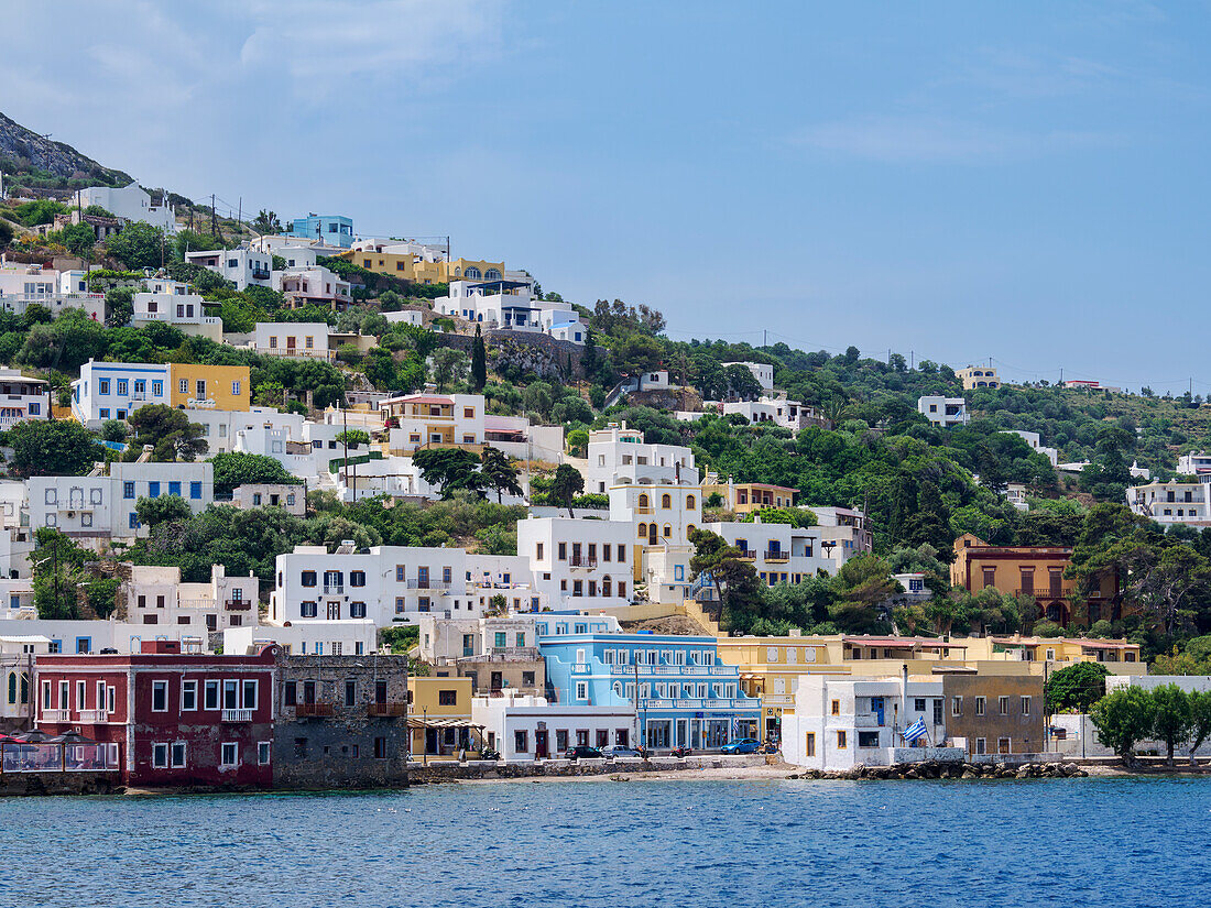 View towards the Agia Marina Town, Leros Island, Dodecanese, Greek Islands, Greece, Europe