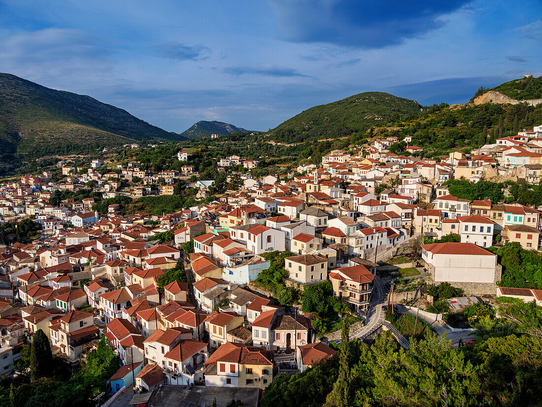 Ano Vathy, elevated view, Samos Town, Samos Island, North Aegean, Greek Islands, Greece, Europe