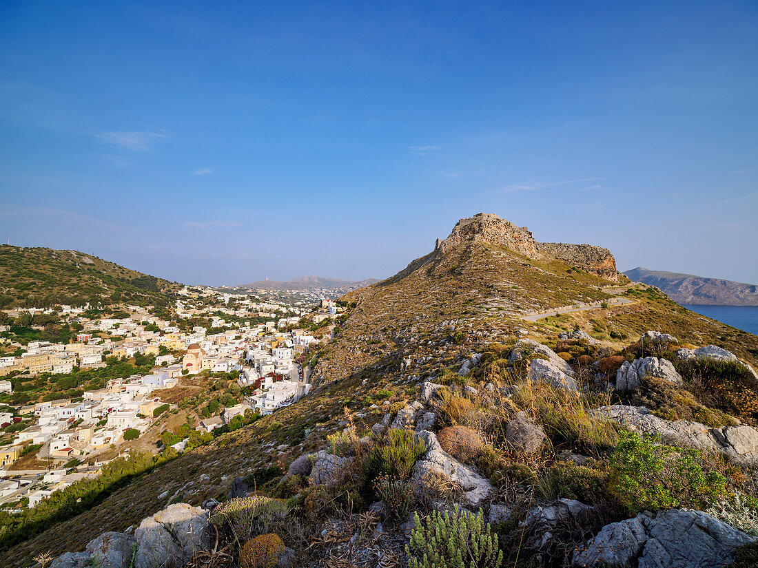 Mittelalterliche Burg von Pandeli über Agia Marina, Insel Leros, Dodekanes, Griechische Inseln, Griechenland, Europa