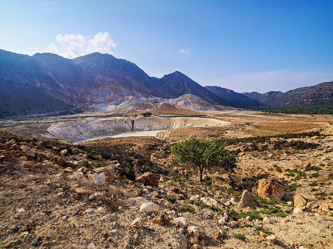 Stefanos Volcano Crater, elevated view, Nisyros Island, Dodecanese, Greek Islands, Greece, Europe