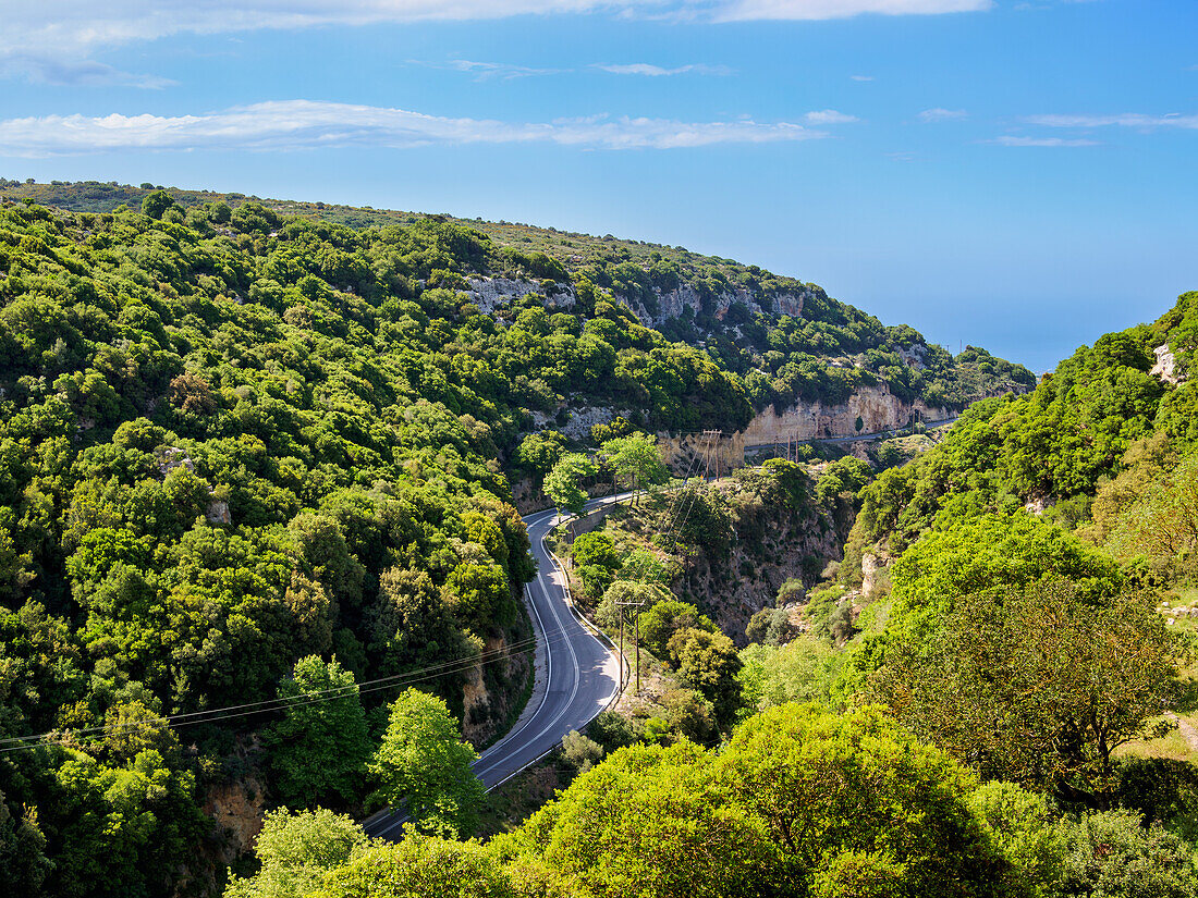 Road to Arkadi Monastery, elevated view, Rethymno Region, Crete, Greek Islands, Greece, Europe