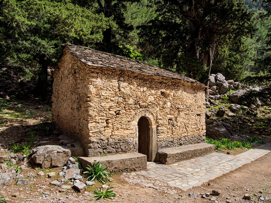 Agios Nikolaos Church, Samaria Gorge, Chania Region, Crete, Greek Islands, Greece, Europe