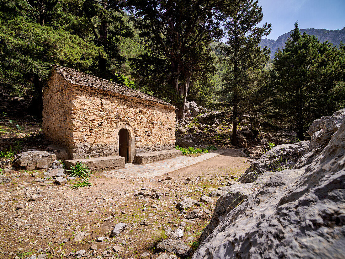 Agios Nikolaos Church, Samaria Gorge, Chania Region, Crete, Greek Islands, Greece, Europe