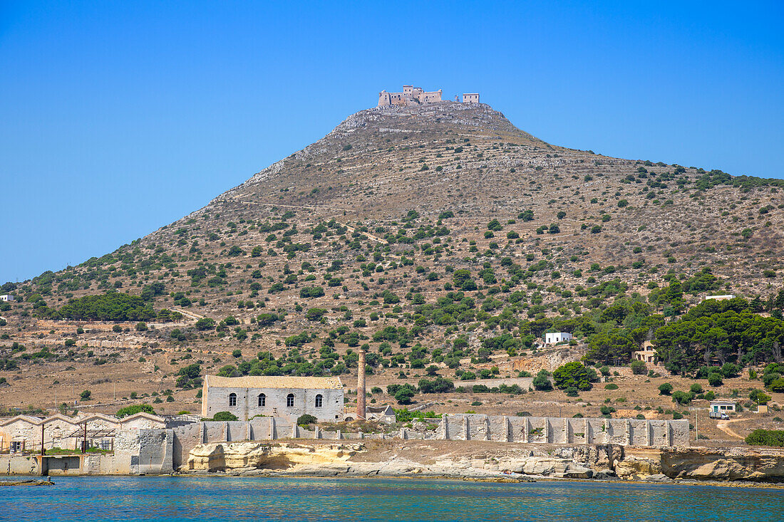 Die Tonnata (alte Thunfischfabrik), Festung Santa Caterina, Favignana, Ägadische Inseln, Sizilien, Italien, Mittelmeer, Europa